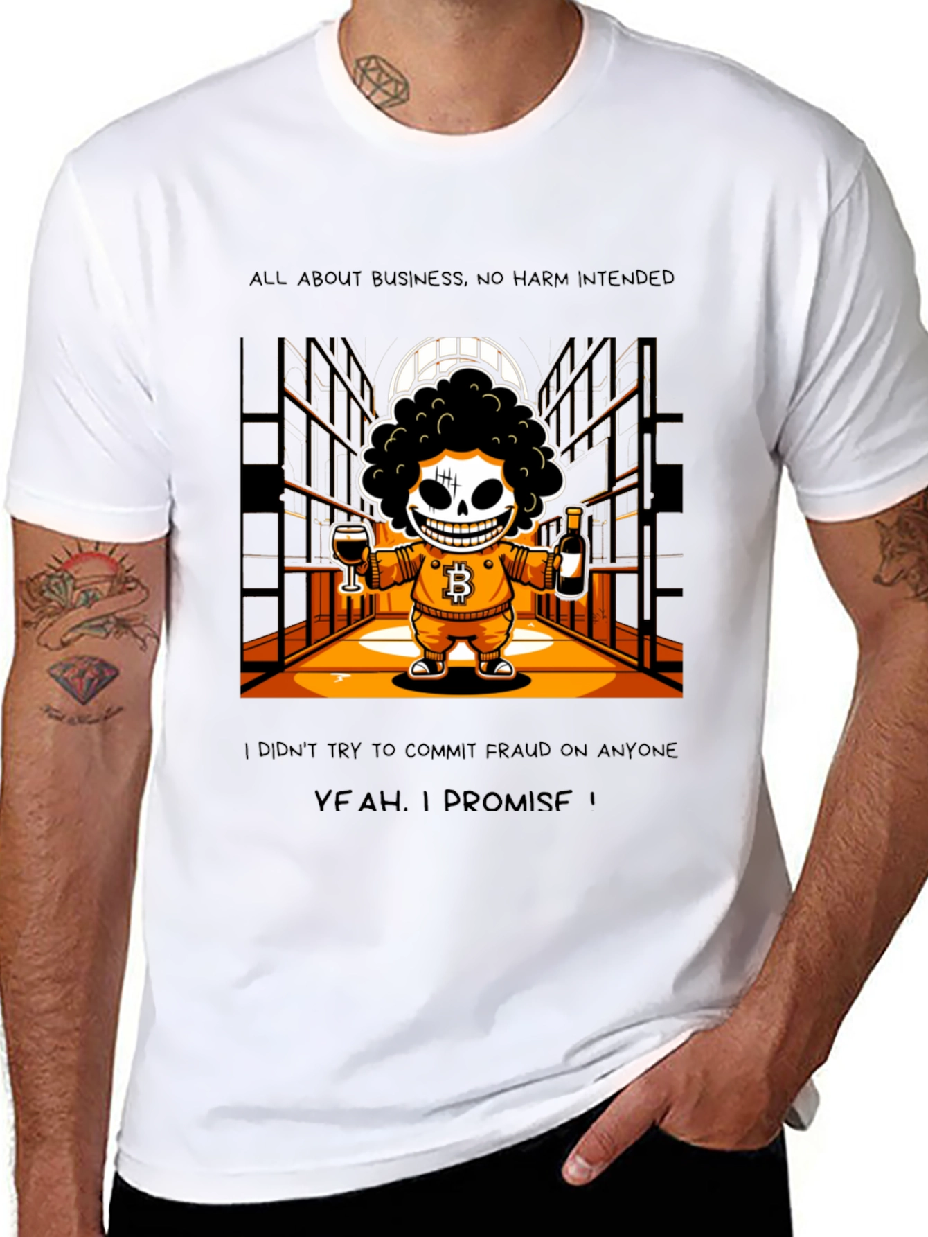 Bitcoin Skeletal T-Shirt Yeah I Promise