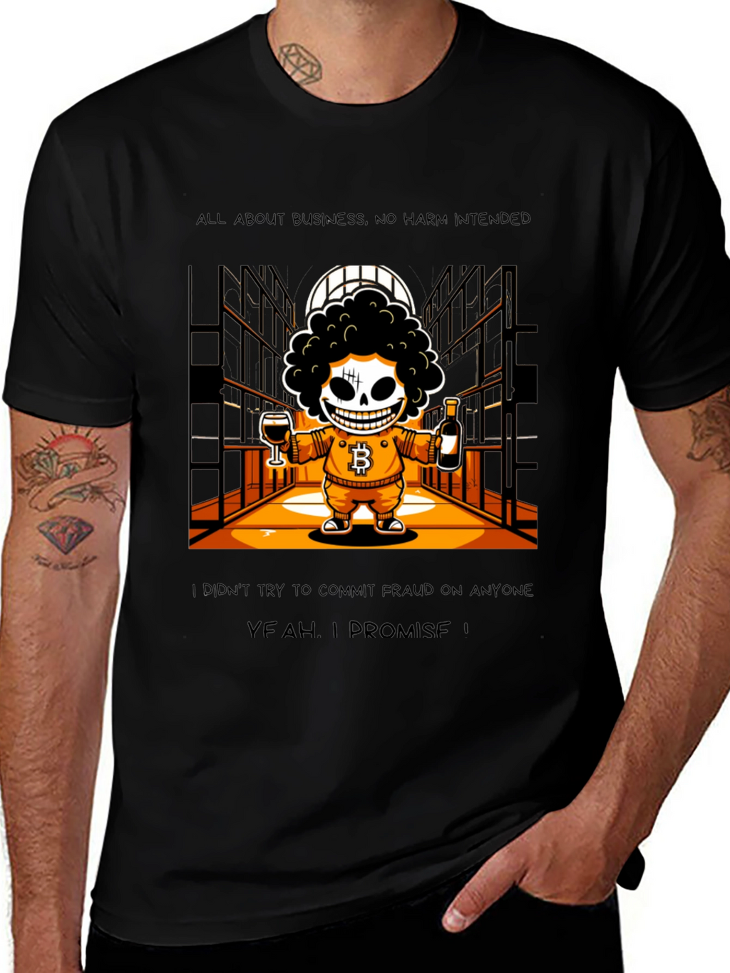 Bitcoin Skeletal T-Shirt Yeah I Promise