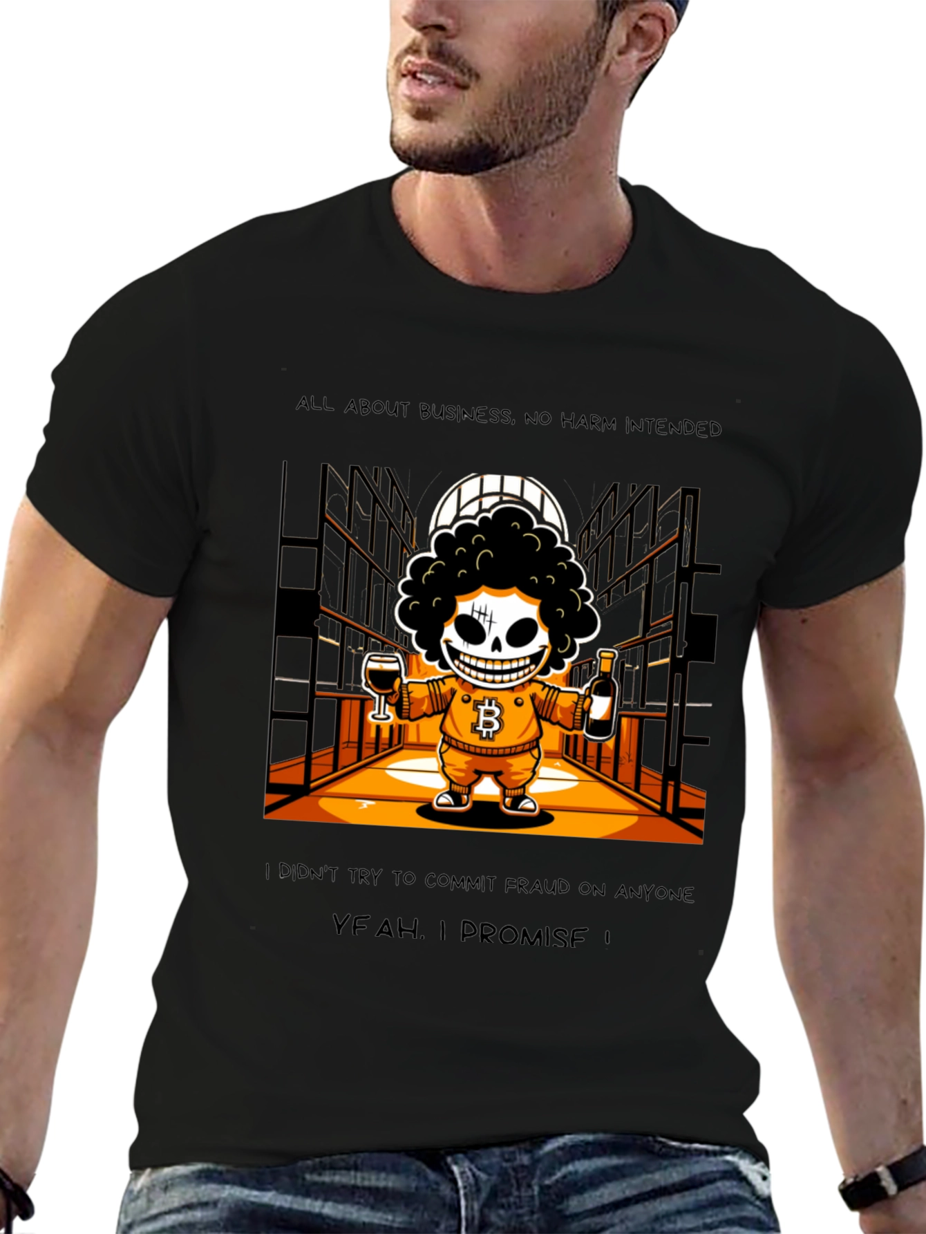 Bitcoin Skeletal T-Shirt Yeah I Promise