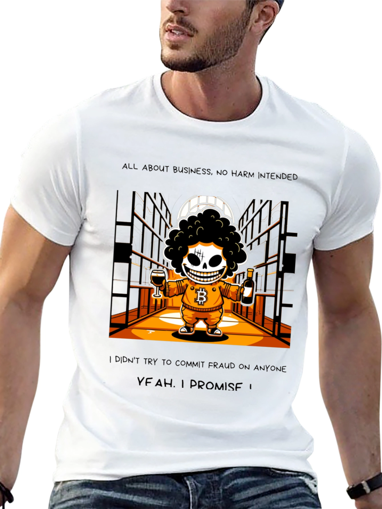 Bitcoin Skeletal T-Shirt Yeah I Promise