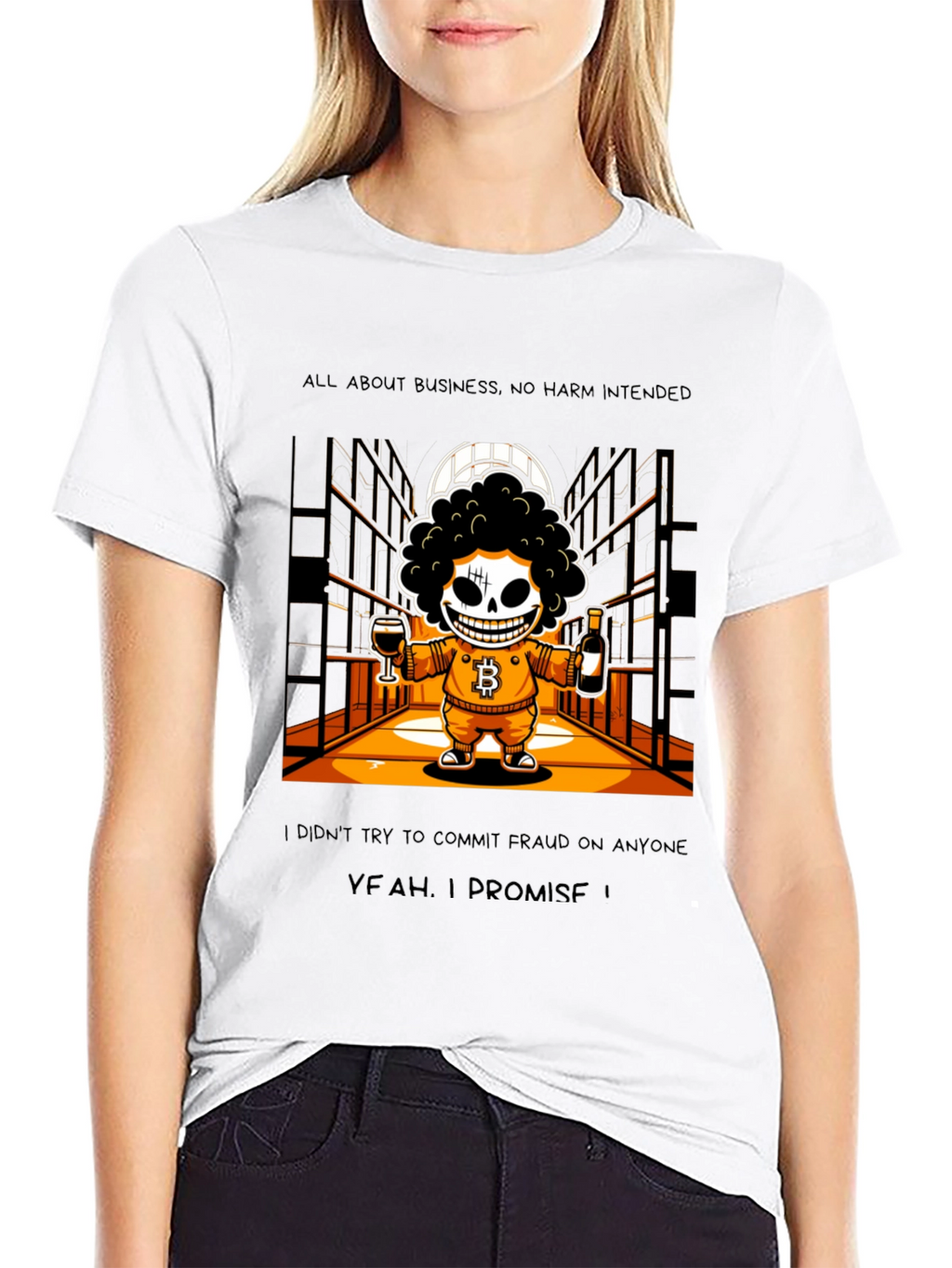 Bitcoin Skeletal T-Shirt Yeah I Promise