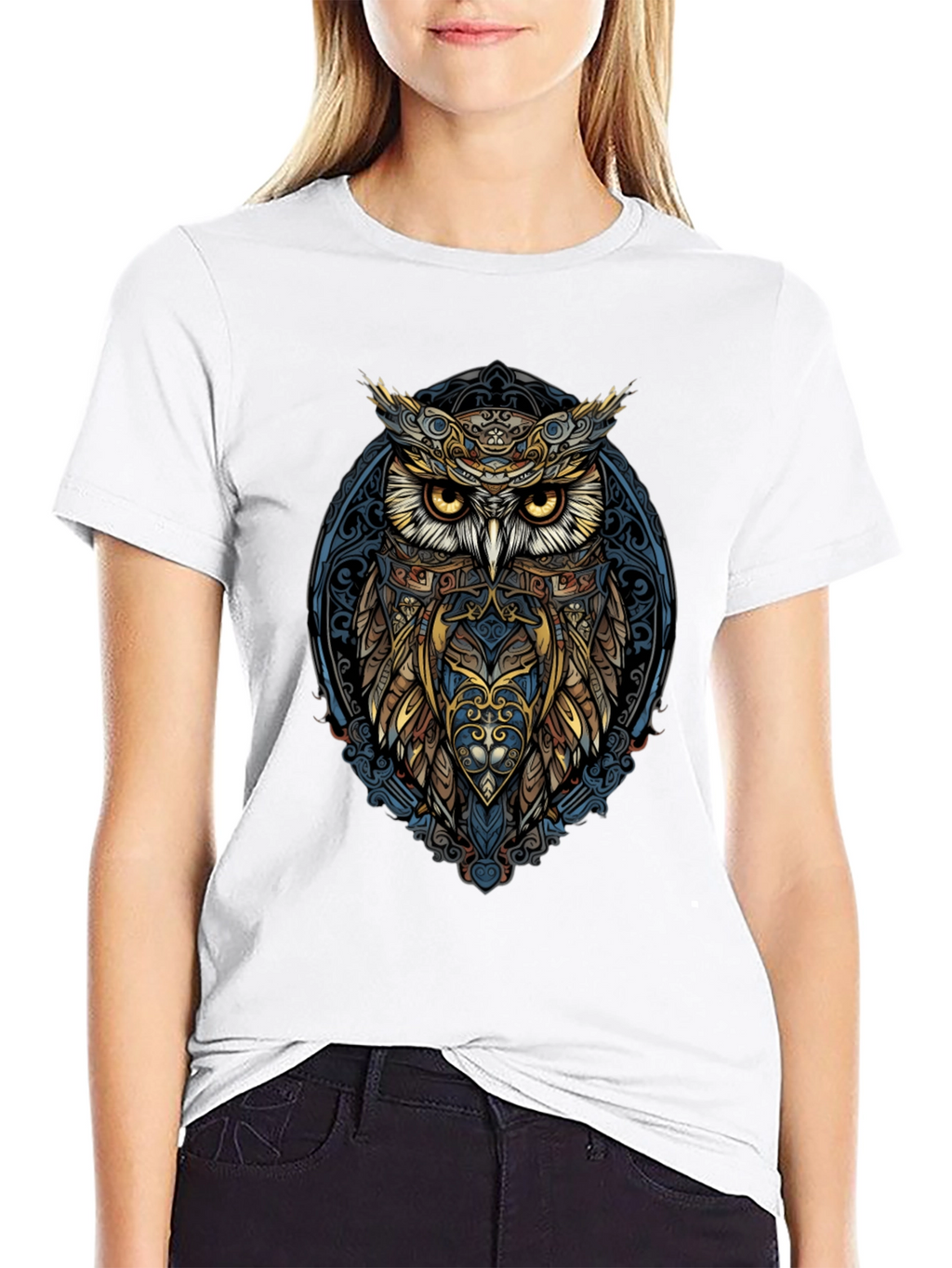 Owl Graphic Print Mens Black T-Shirt