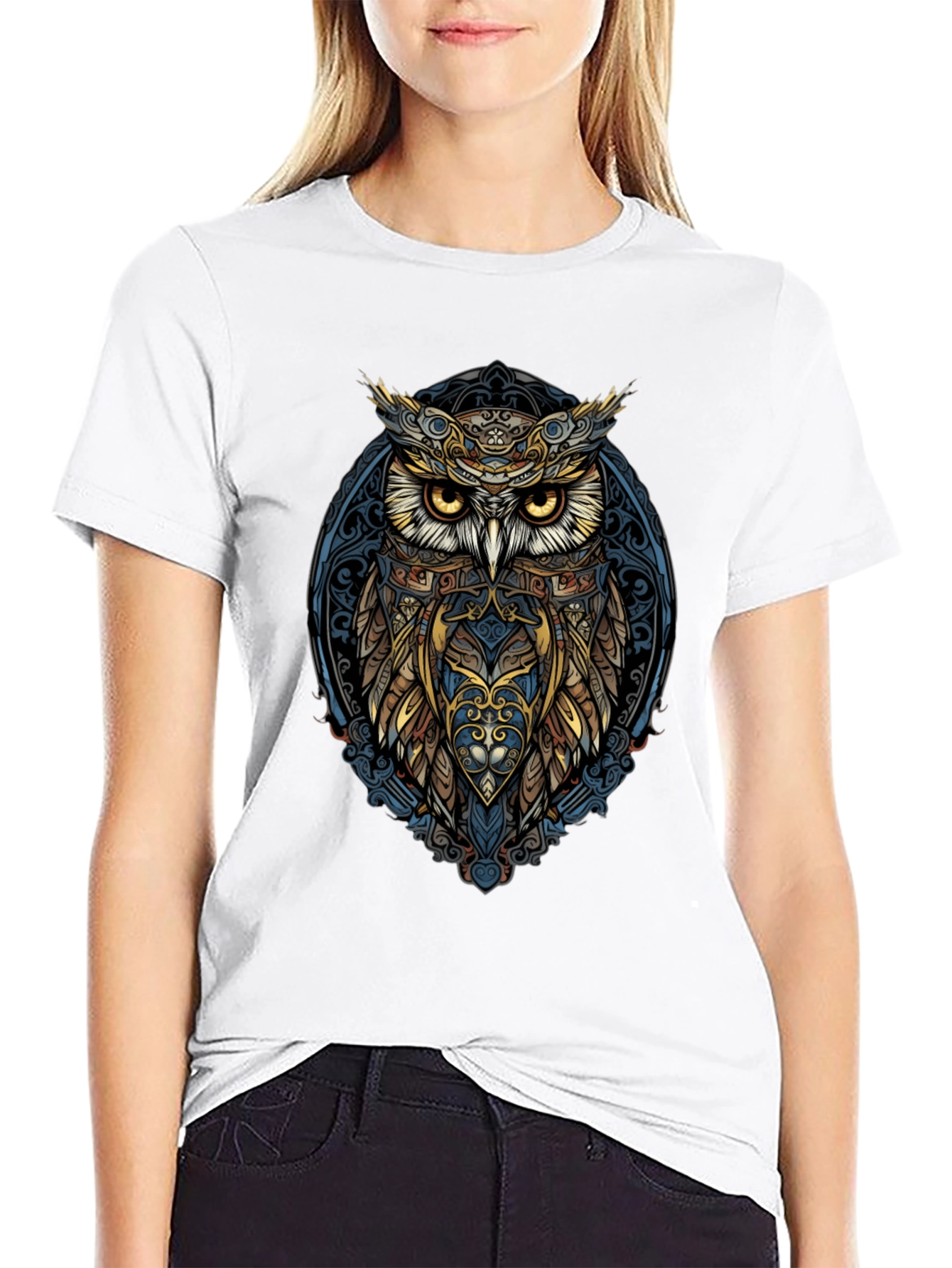 Owl Graphic Print Mens Black T-Shirt