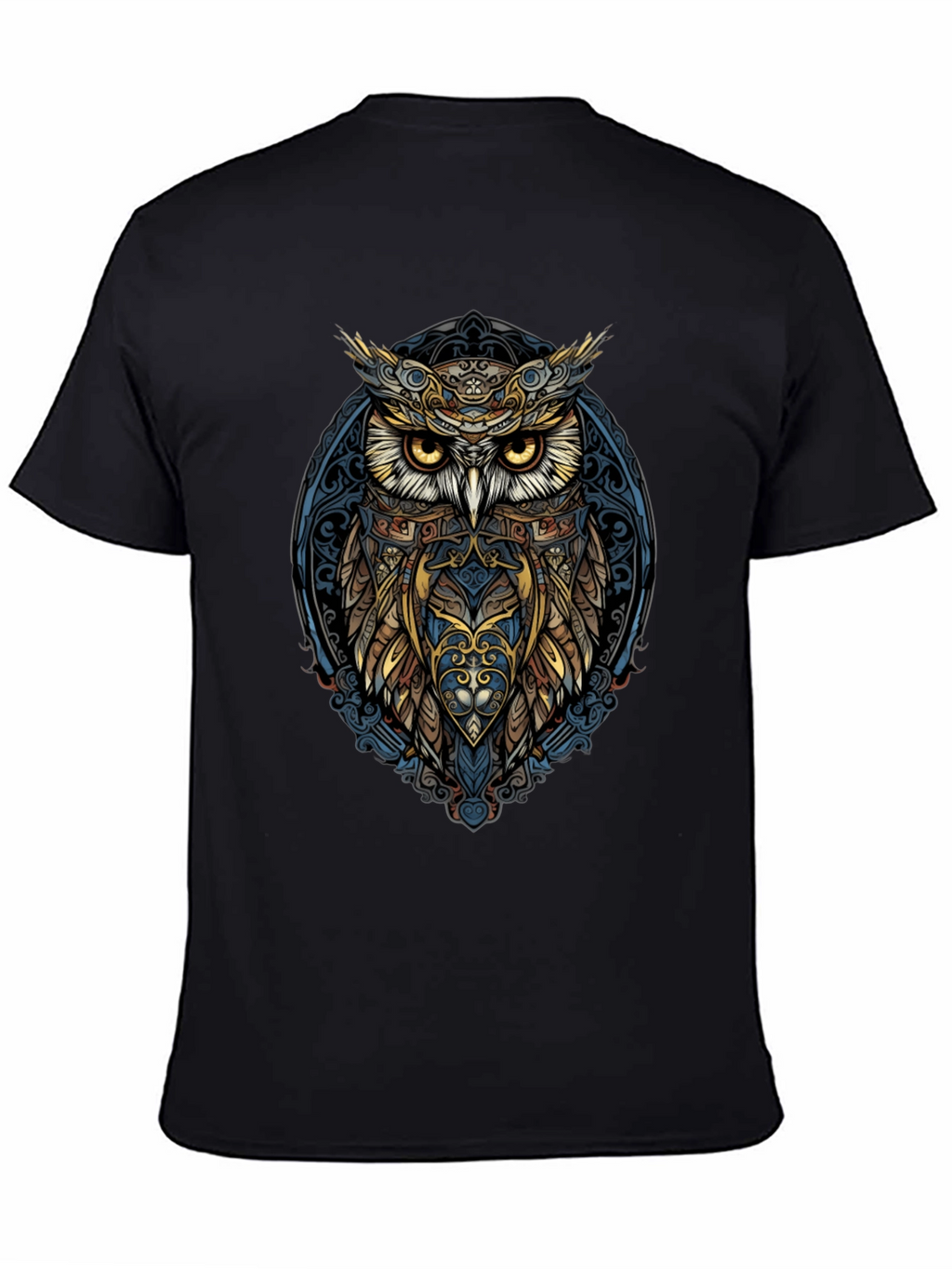 Owl Graphic Print Mens Black T-Shirt