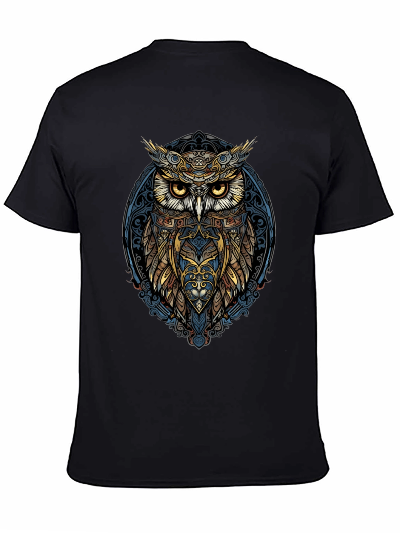 Owl Graphic Print Mens Black T-Shirt