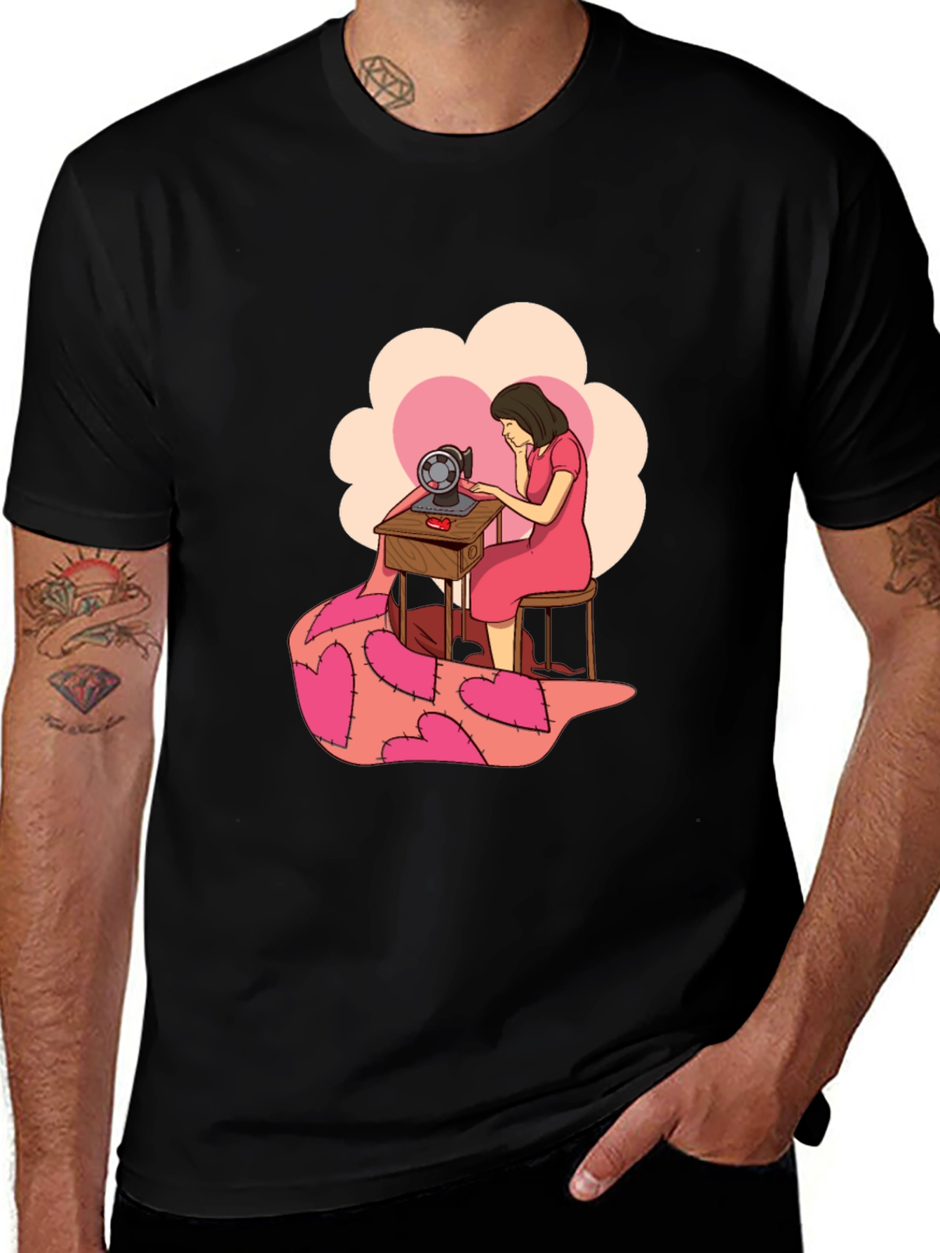 Sewing Woman Heart Quilt T-Shirt