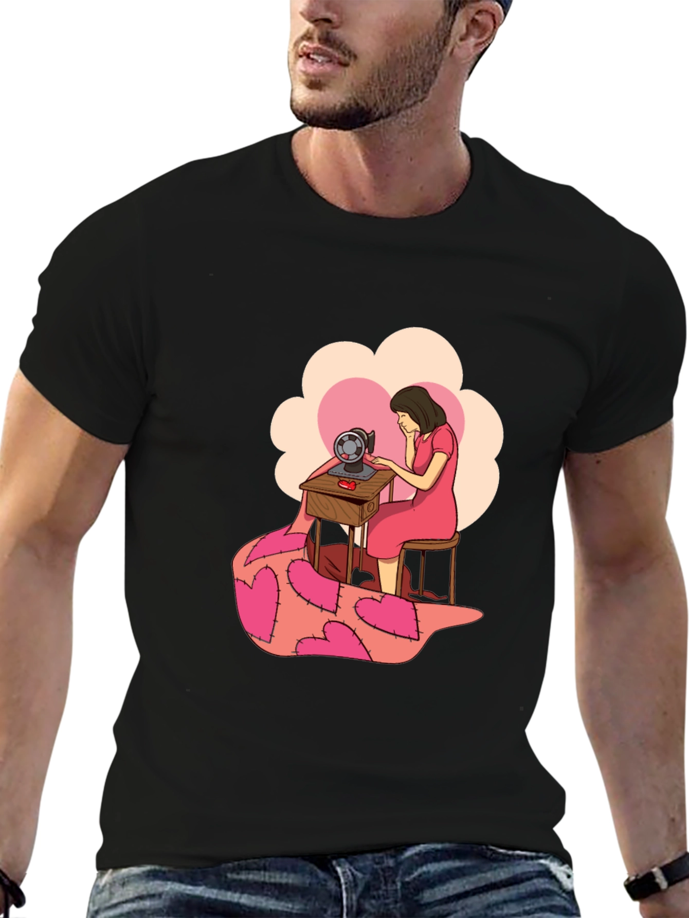 Sewing Woman Heart Quilt T-Shirt