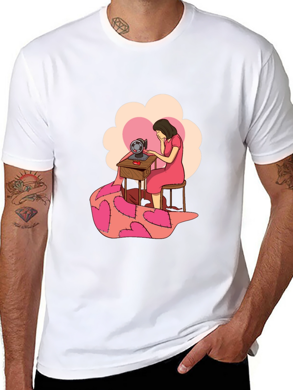 Sewing Woman Heart Quilt T-Shirt