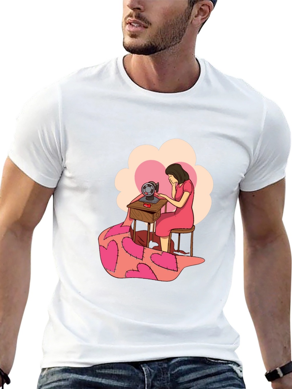 Sewing Woman Heart Quilt T-Shirt