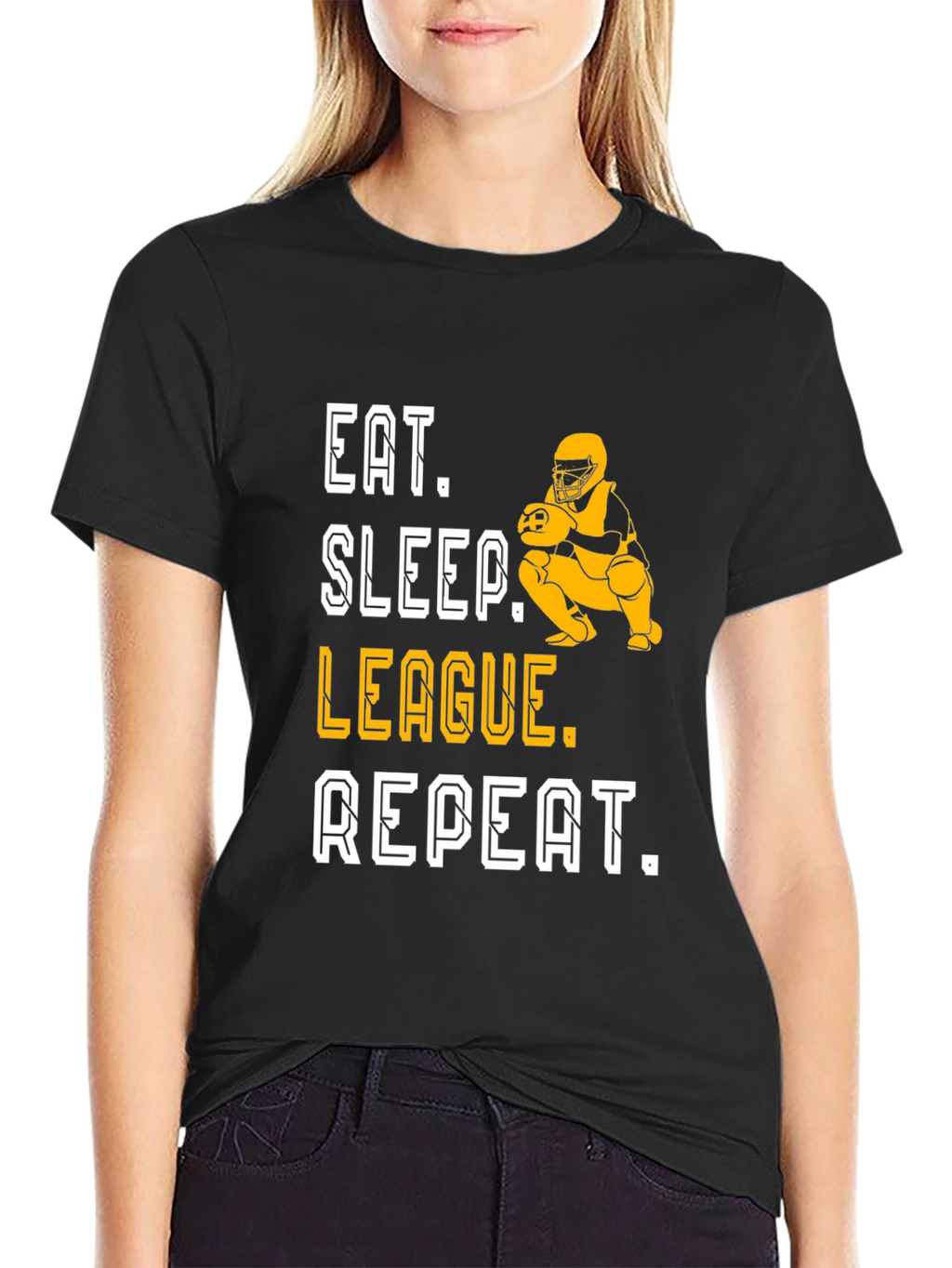 Eat Sleep League Repeat Black Graphic T-Shirt