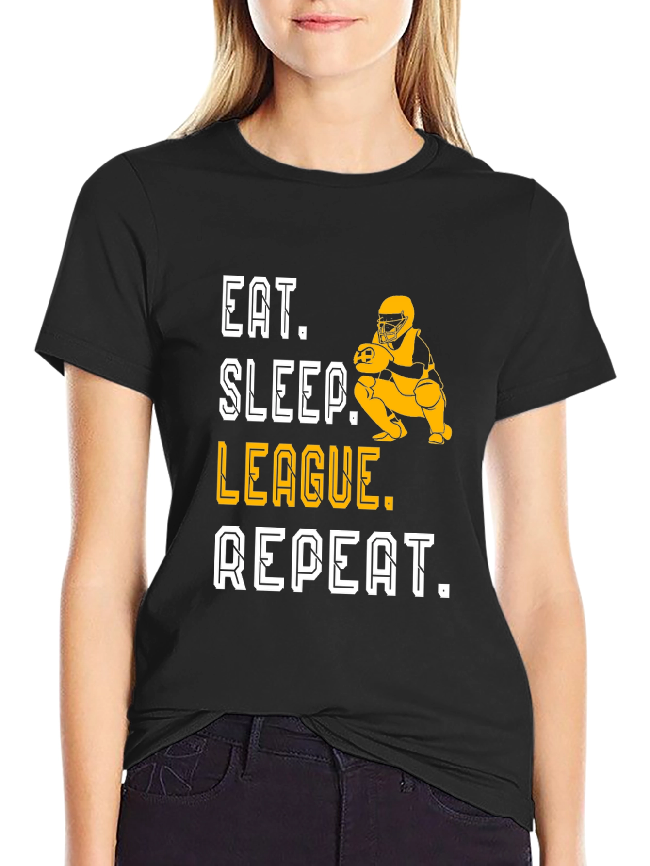 Eat Sleep League Repeat Black Graphic T-Shirt