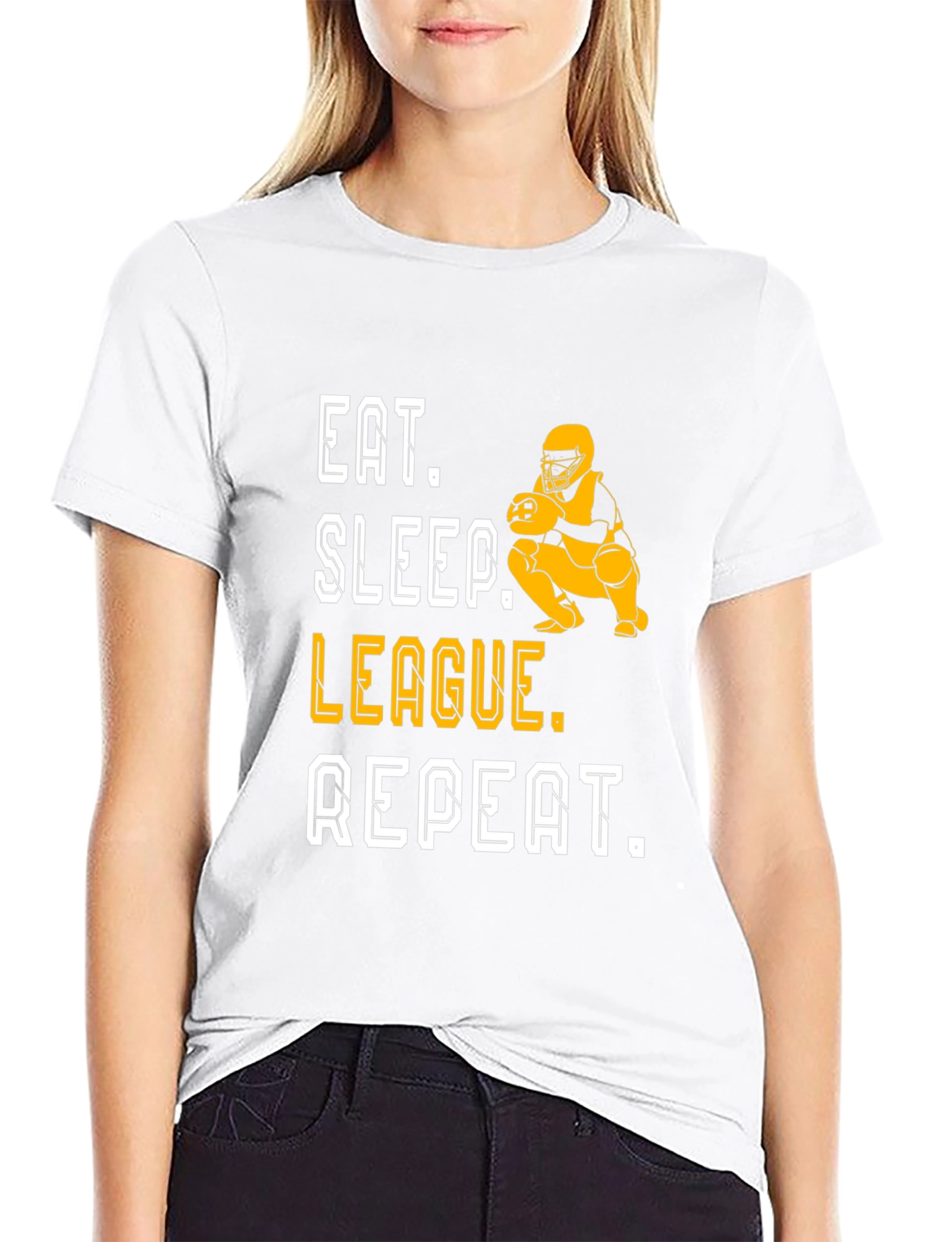 Eat Sleep League Repeat Black Graphic T-Shirt