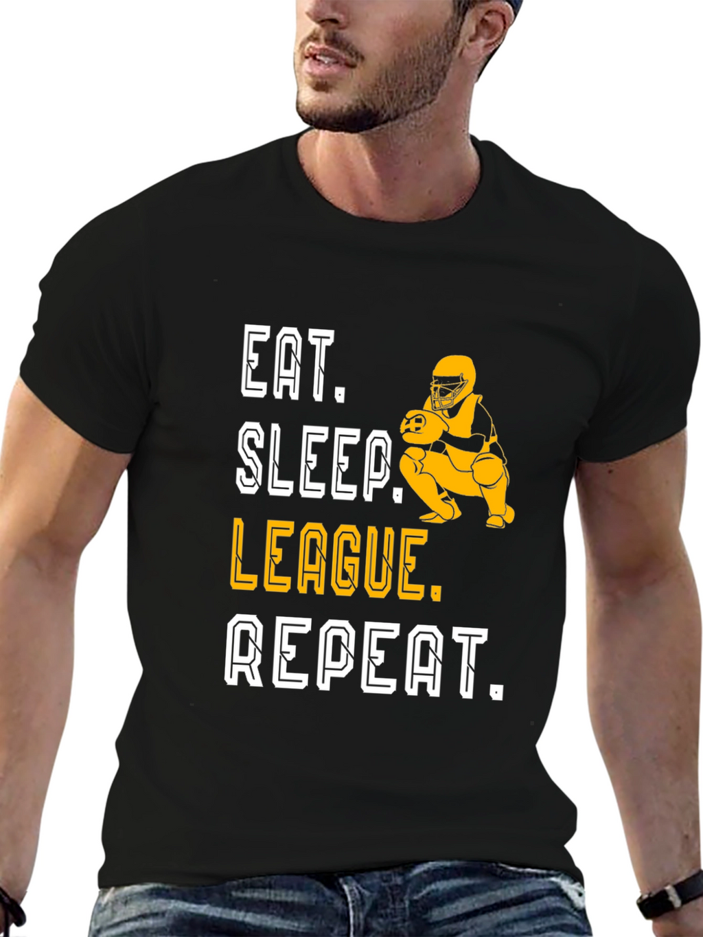 Eat Sleep League Repeat Black Graphic T-Shirt