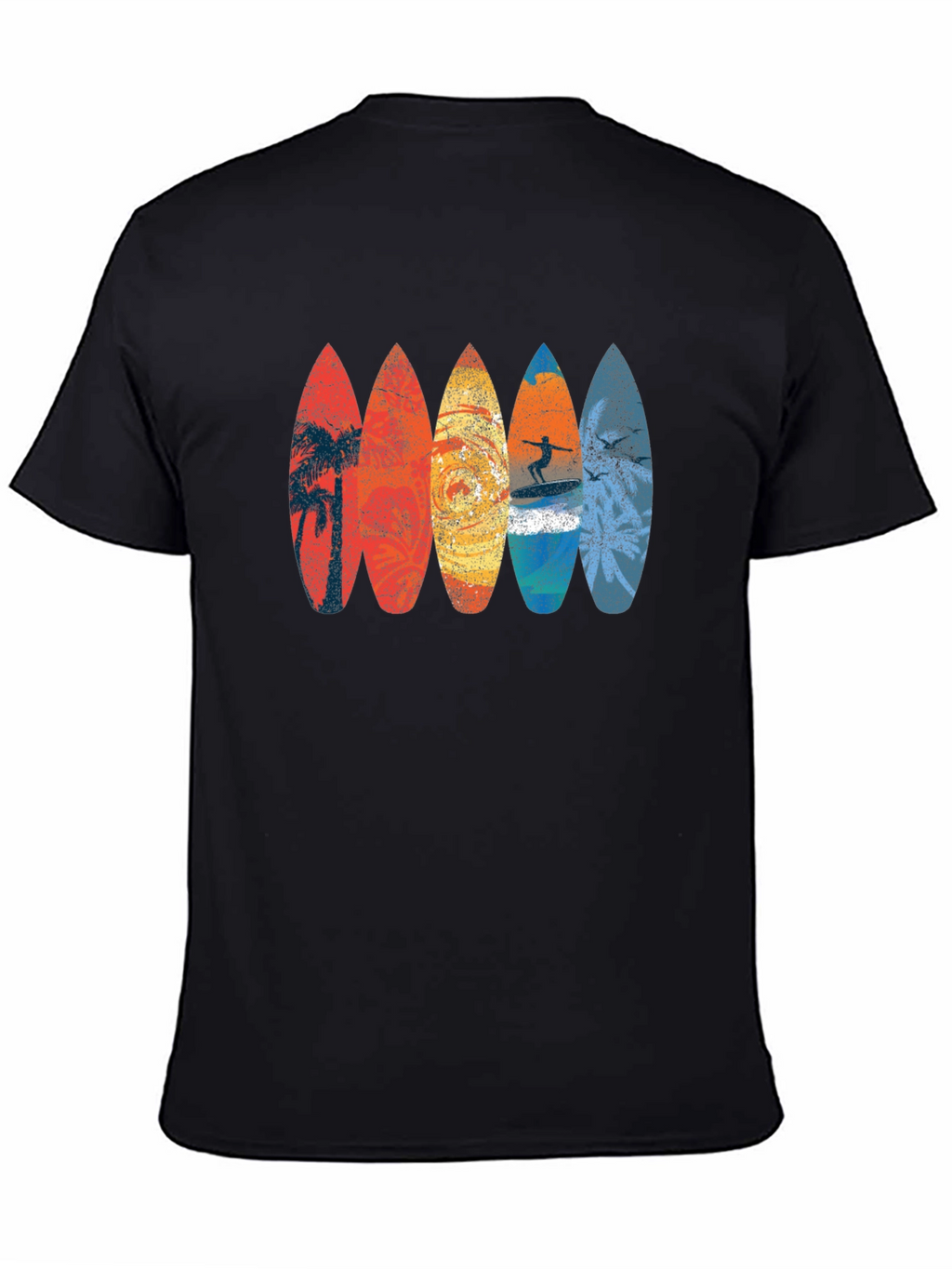 Retro Surfboard Graphic Tee - Black
