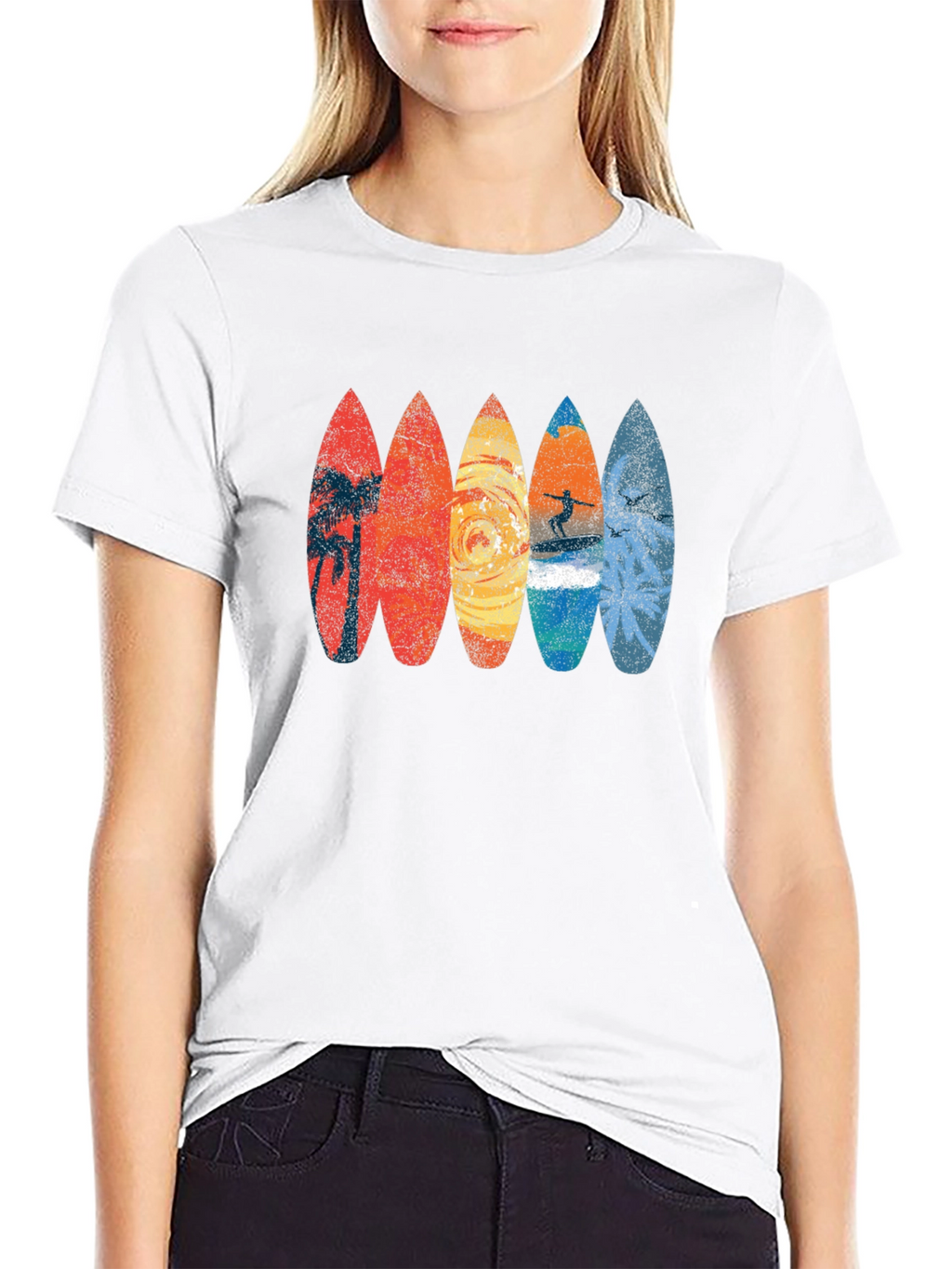 Retro Surfboard Graphic Tee - Black