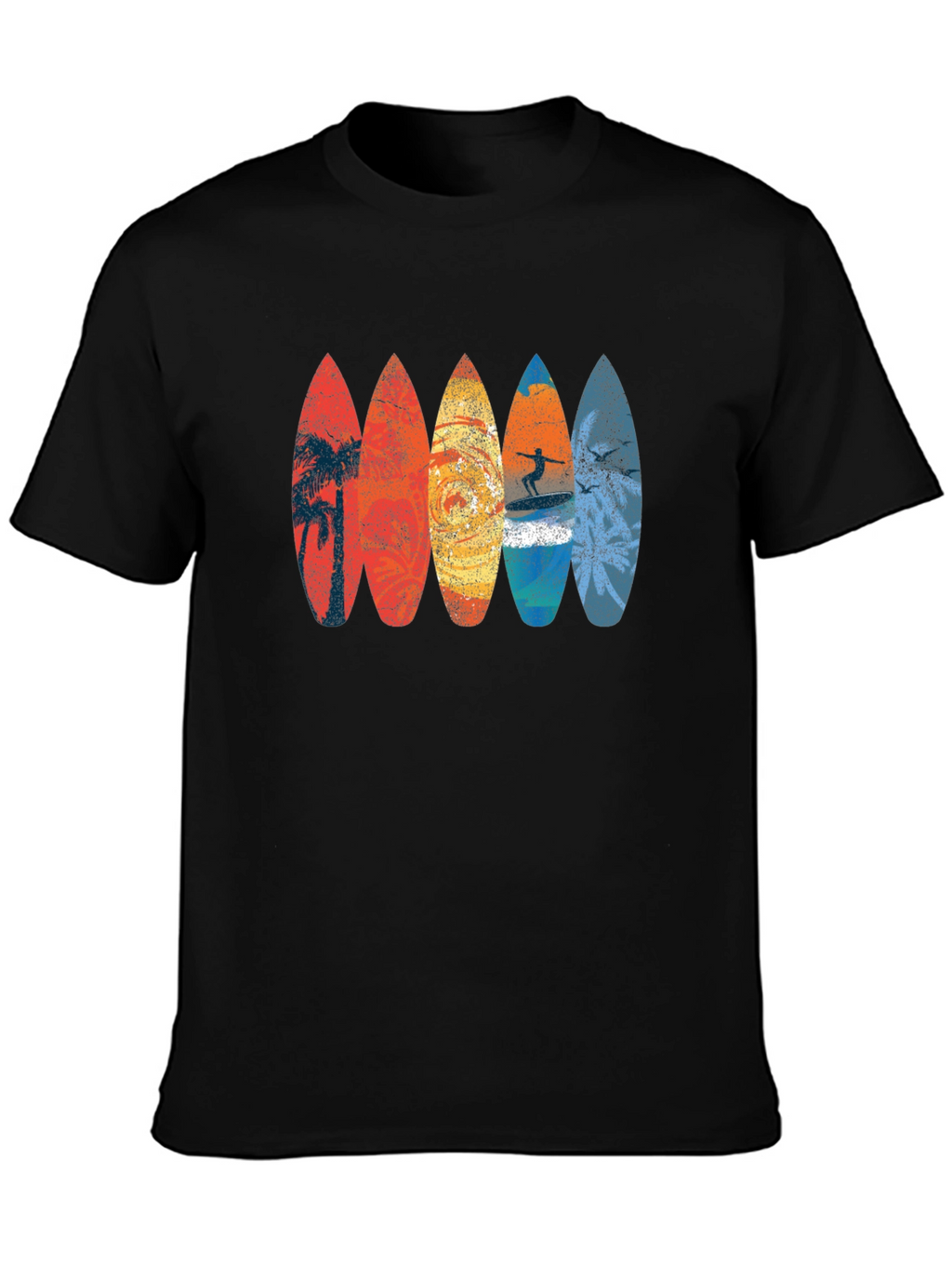 Retro Surfboard Graphic Tee - Black