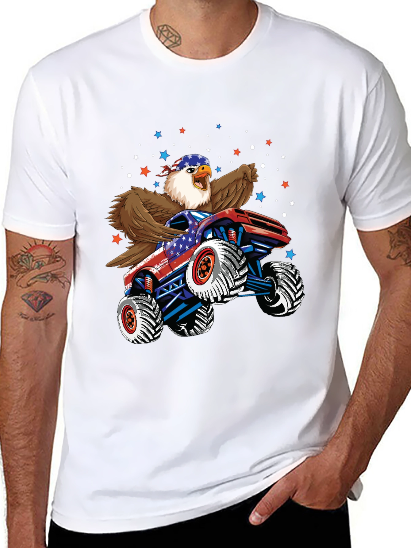 Patriotic Eagle Monster Truck T-Shirt