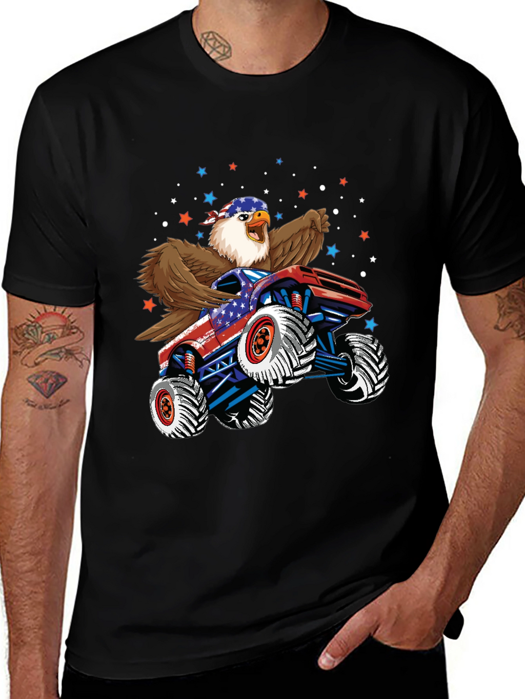 Patriotic Eagle Monster Truck T-Shirt
