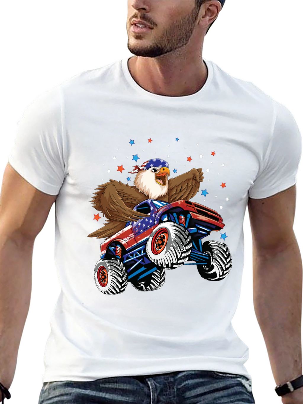 Patriotic Eagle Monster Truck T-Shirt