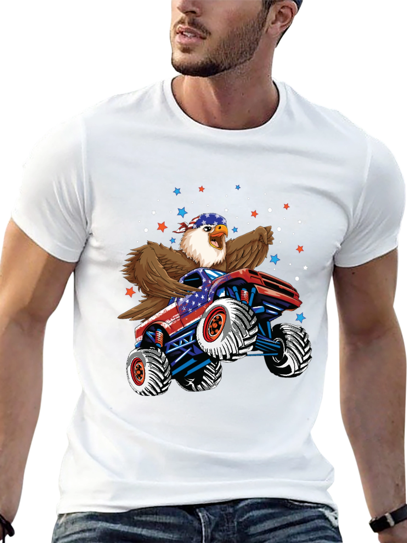 Patriotic Eagle Monster Truck T-Shirt