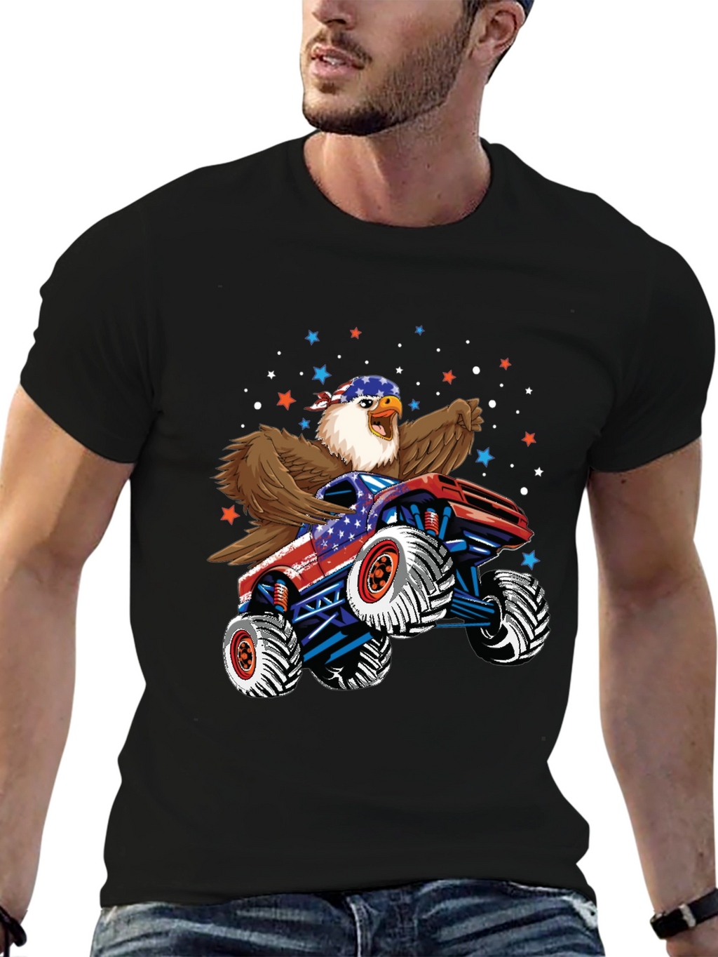 Patriotic Eagle Monster Truck T-Shirt