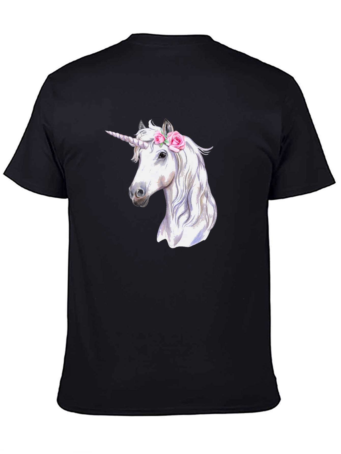 Unicorn Graphic Print Black T-Shirt