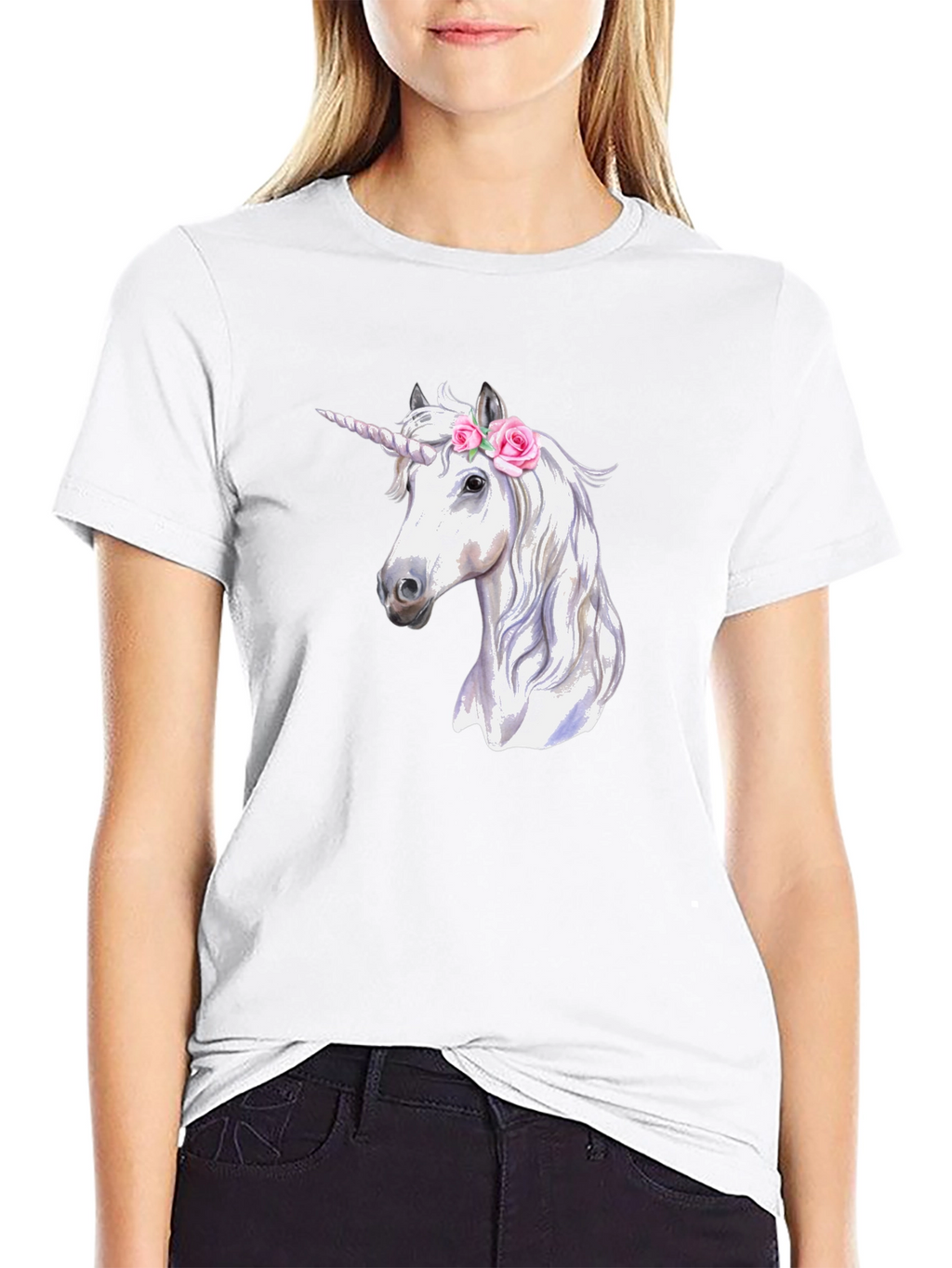 Unicorn Graphic Print Black T-Shirt