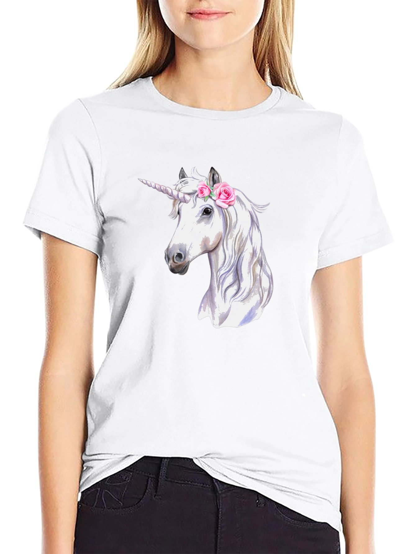 Unicorn Graphic Print Black T-Shirt