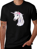 Unicorn Graphic Print Black T-Shirt