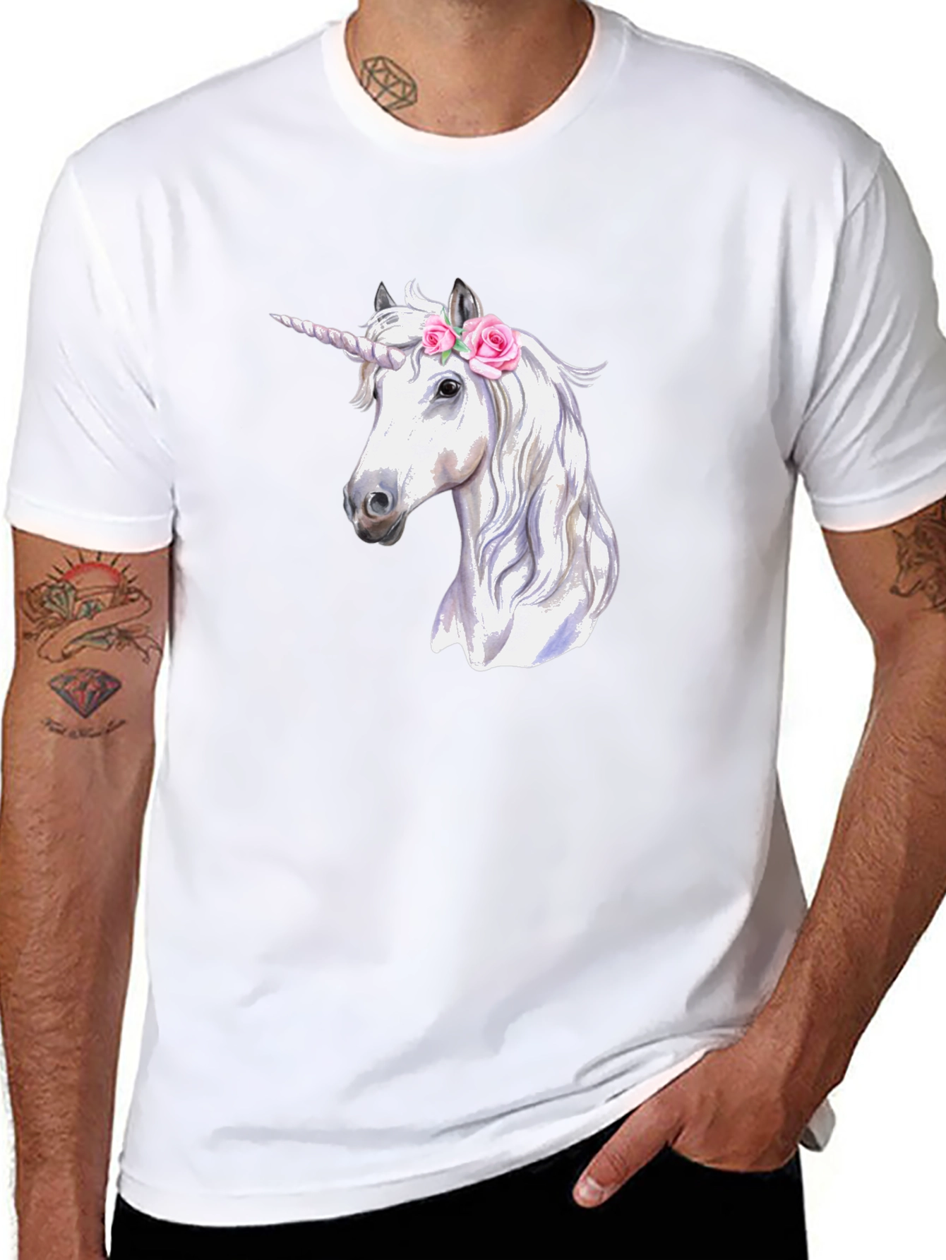 Unicorn Graphic Print Black T-Shirt