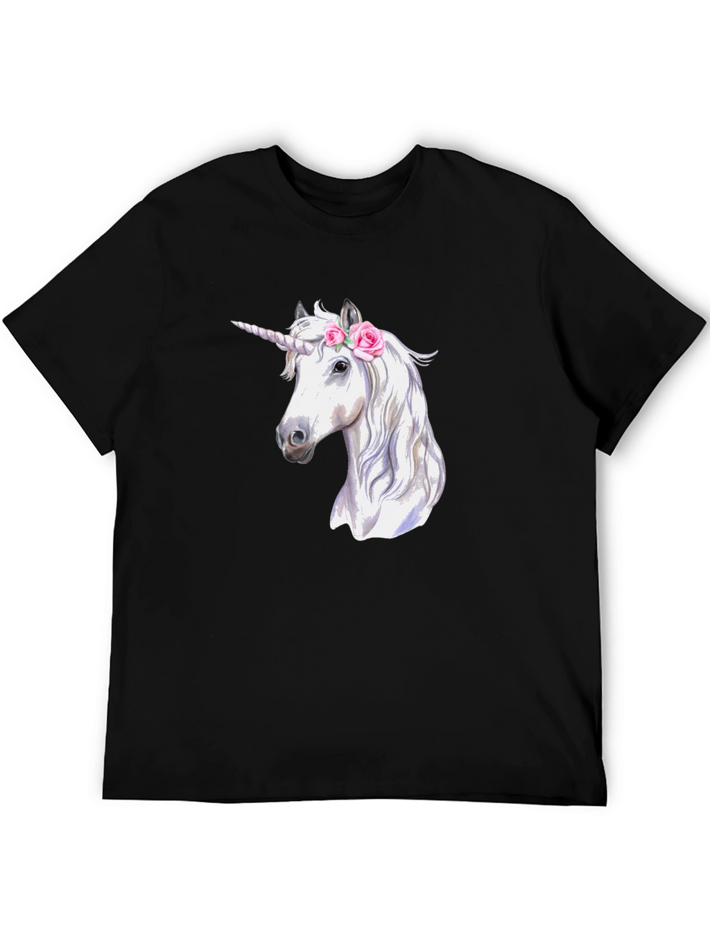 Unicorn Graphic Print Black T-Shirt