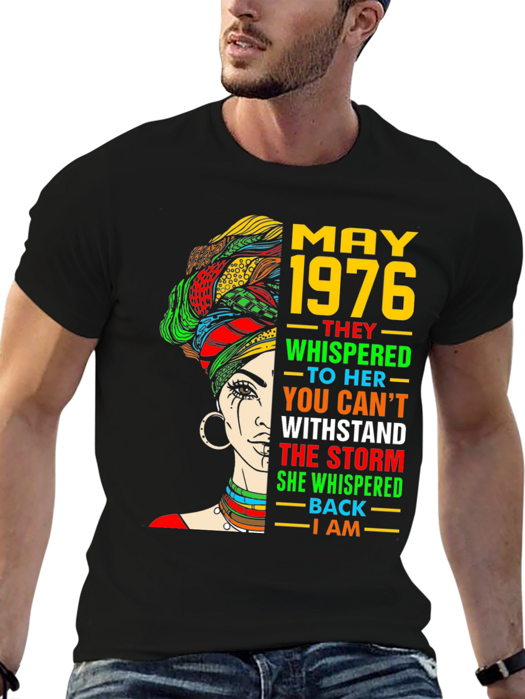 May 1976 Birthday T-Shirt - Black Pride