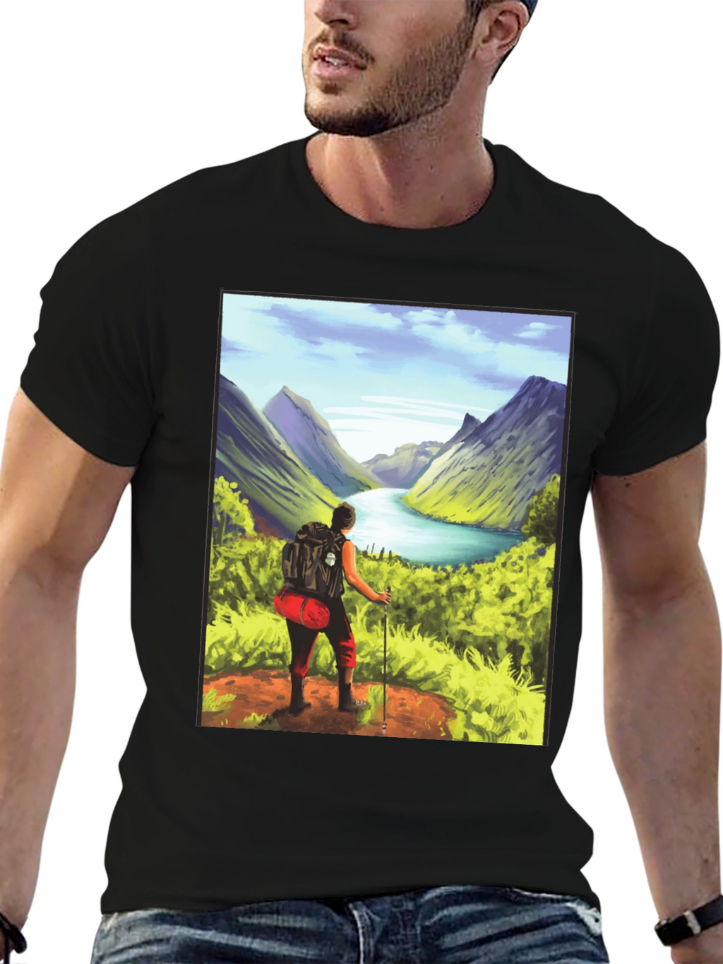 Hikers Vista T-Shirt - Black Graphic Tee