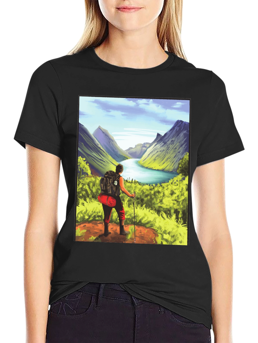 Hikers Vista T-Shirt - Black Graphic Tee