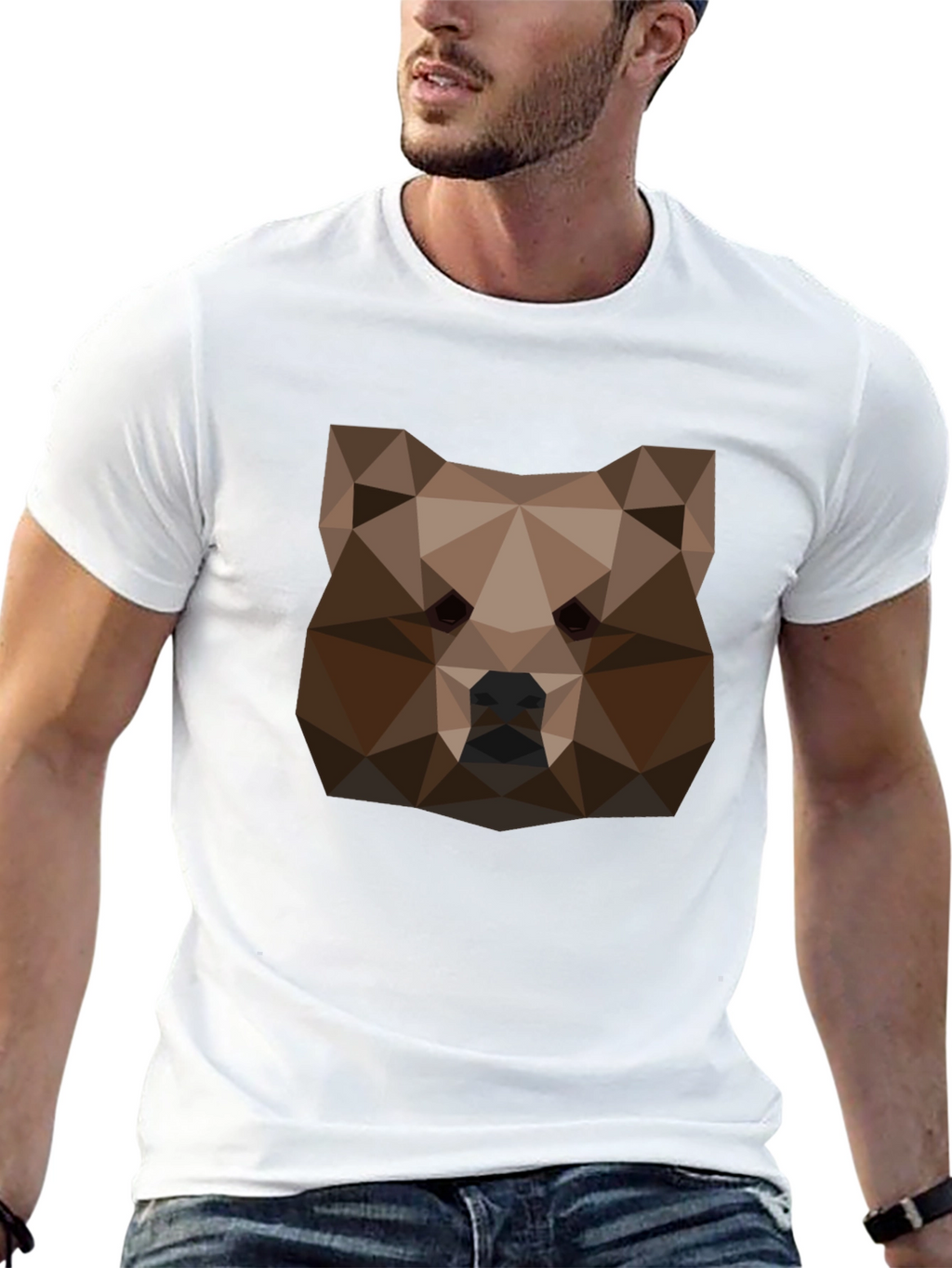 Geometric Bear Head Tee - Black