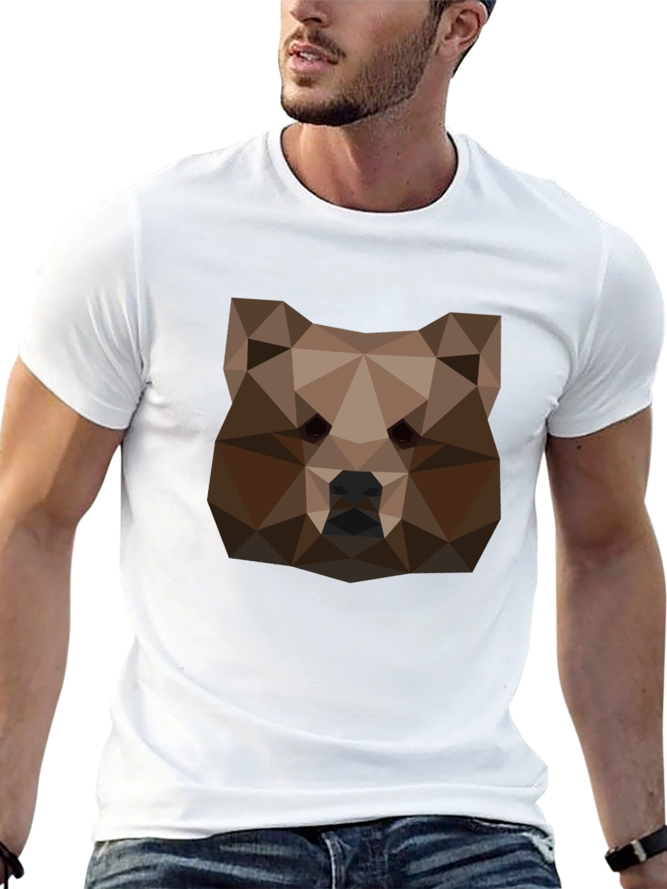 Geometric Bear Head Tee - Black