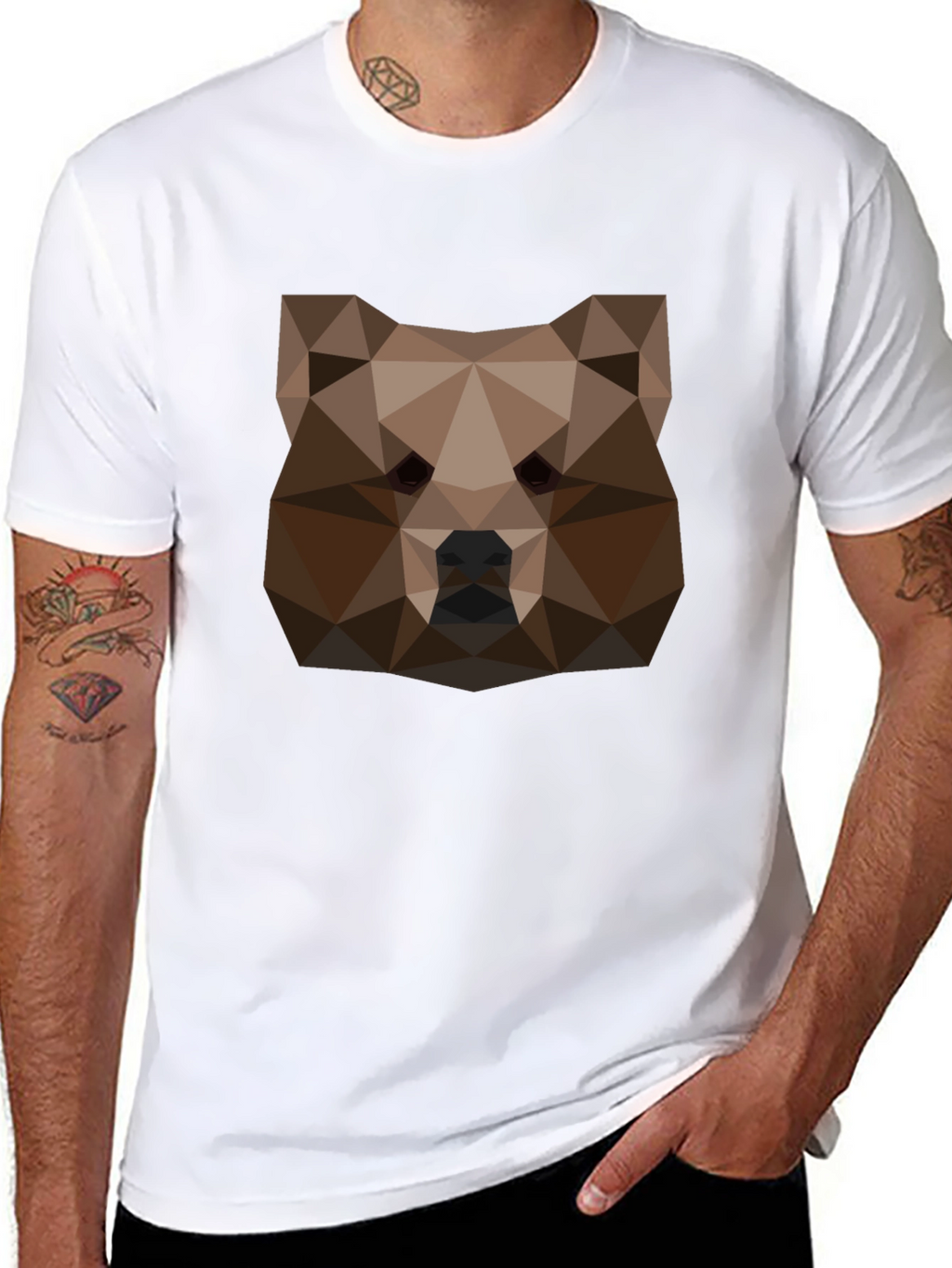 Geometric Bear Head Tee - Black