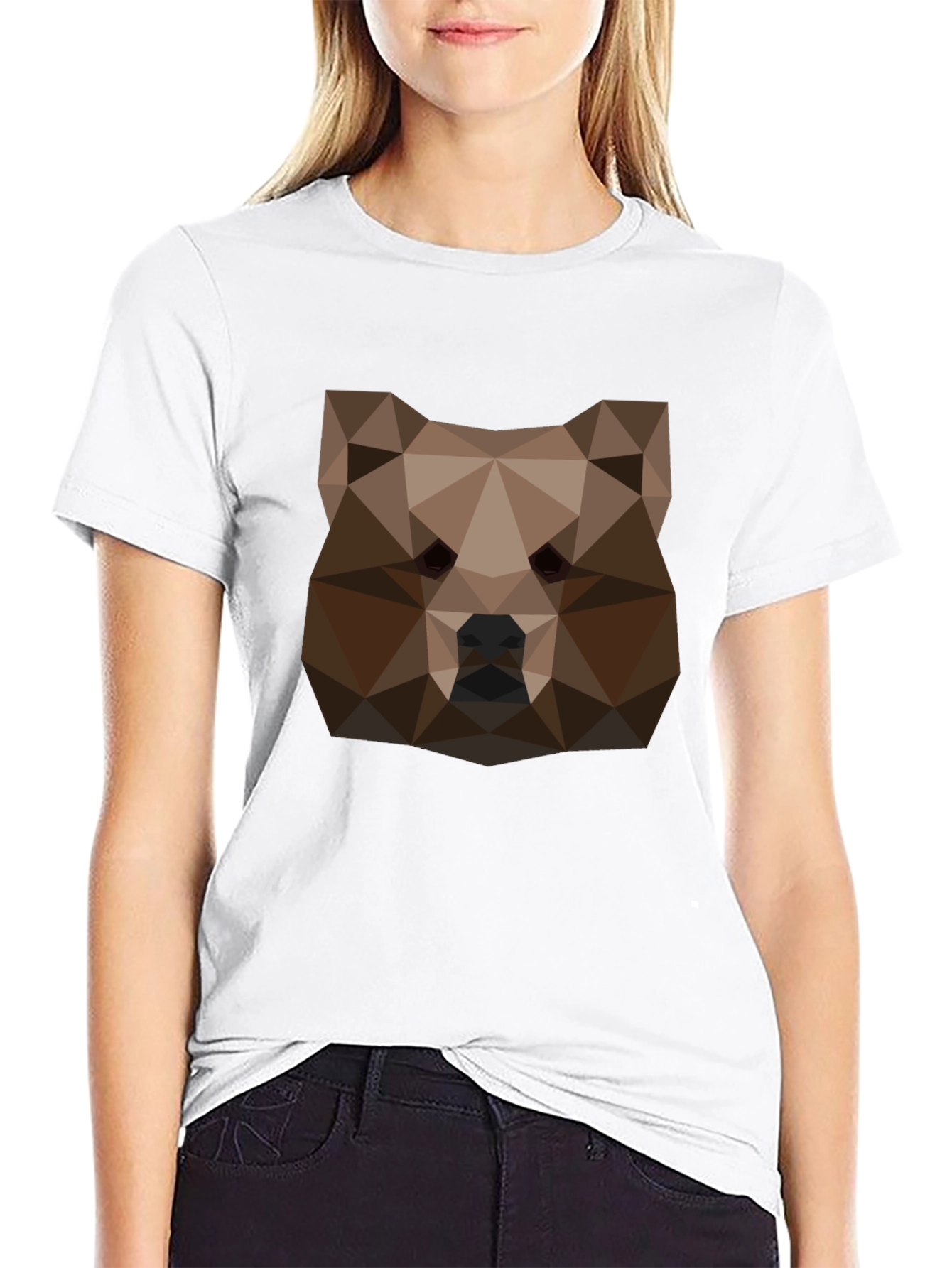 Geometric Bear Head Tee - Black