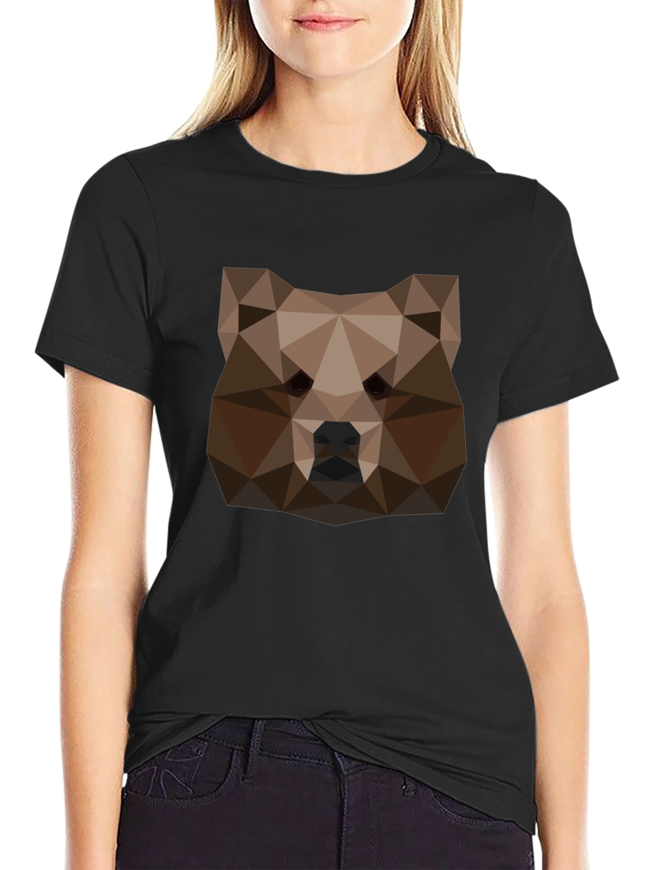 Geometric Bear Head Tee - Black