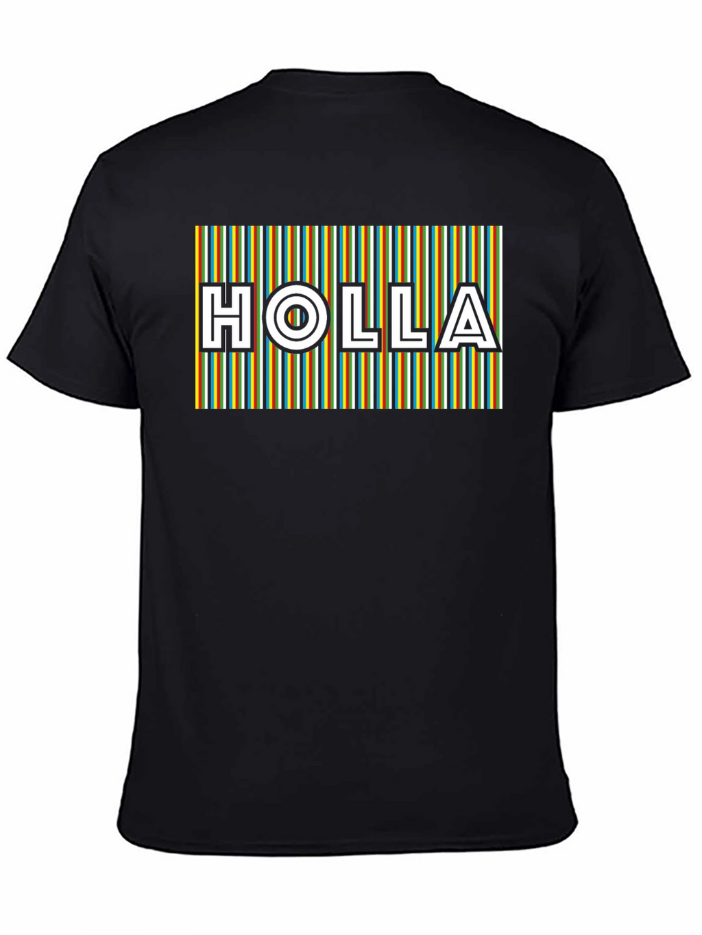 HOLLA Striped Graphic Tee - Mens Black T-Shirt