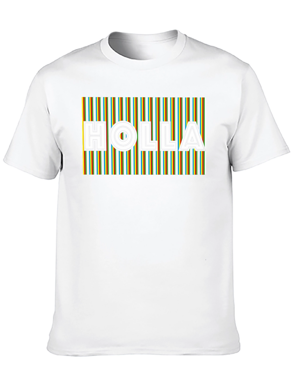 HOLLA Striped Graphic Tee - Mens Black T-Shirt