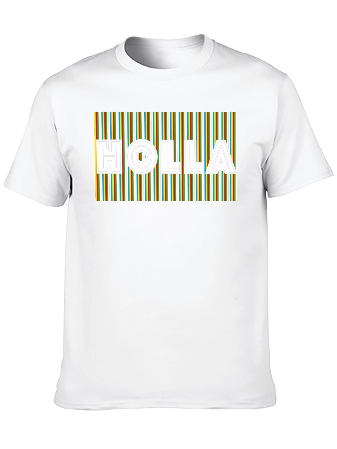 HOLLA Striped Graphic Tee - Mens Black T-Shirt