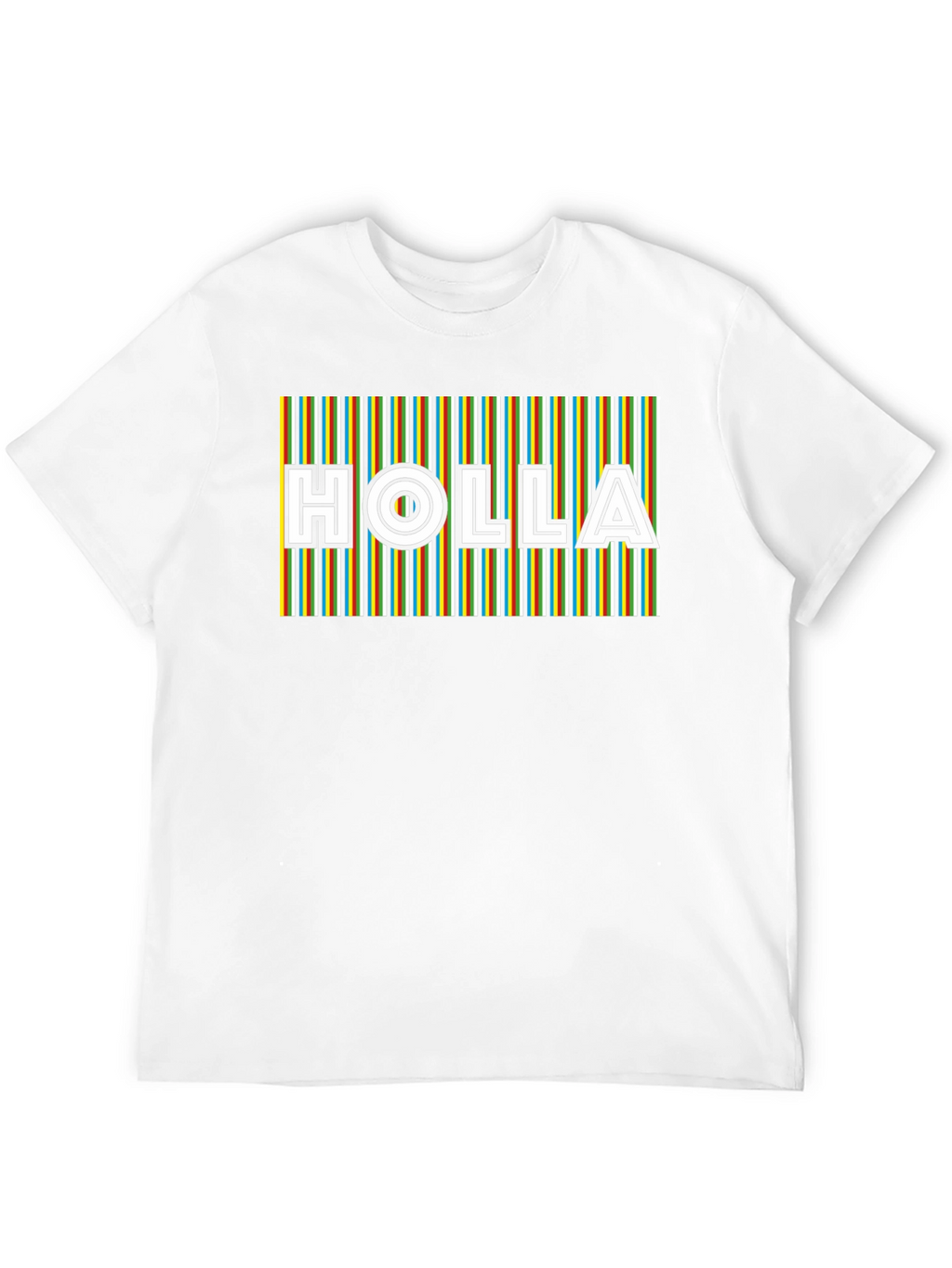 HOLLA Striped Graphic Tee - Mens Black T-Shirt