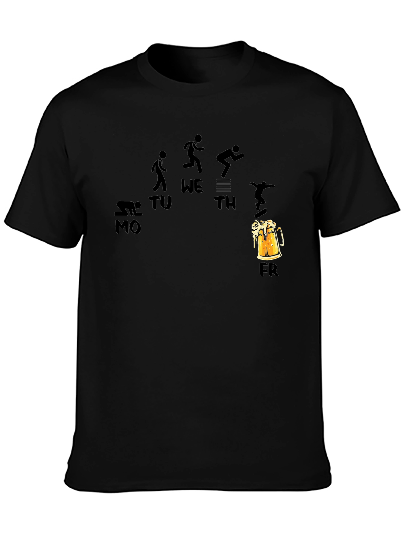 Weekdays and Beer Funny Black T-Shirt