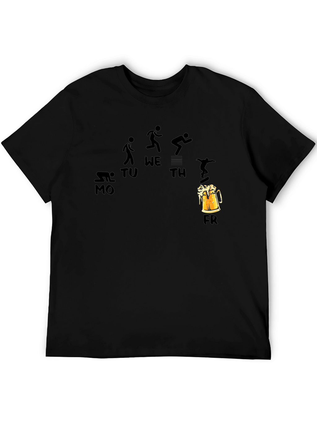 Weekdays and Beer Funny Black T-Shirt