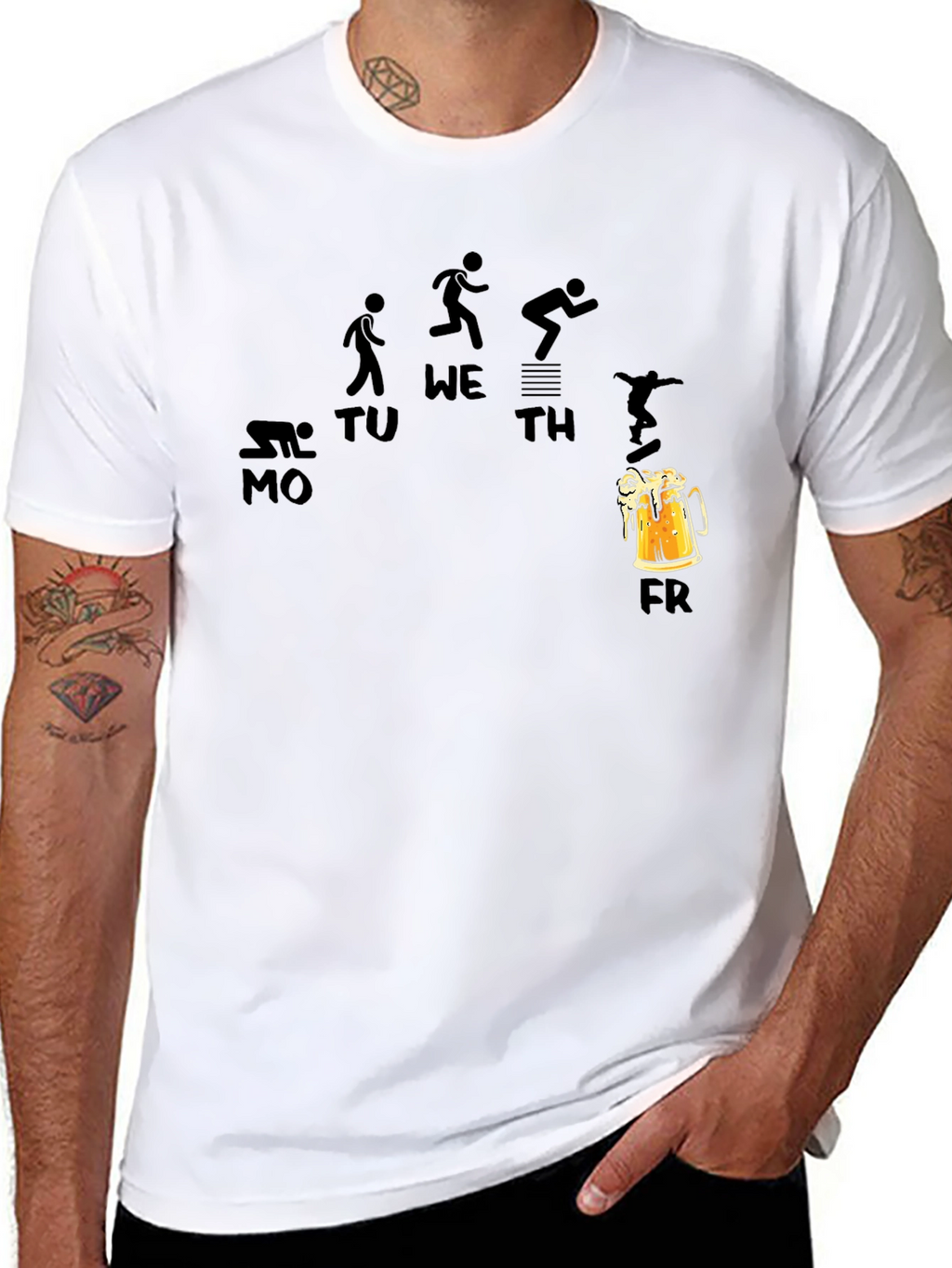 Weekdays and Beer Funny Black T-Shirt