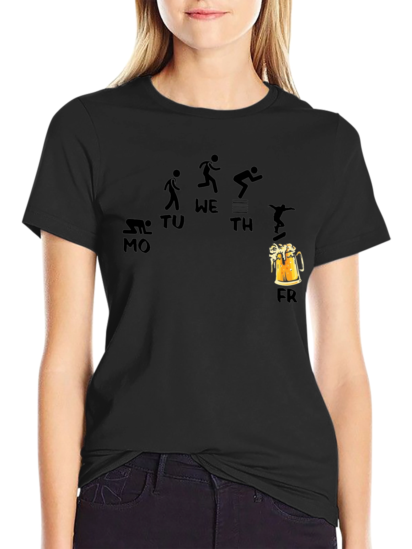 Weekdays and Beer Funny Black T-Shirt