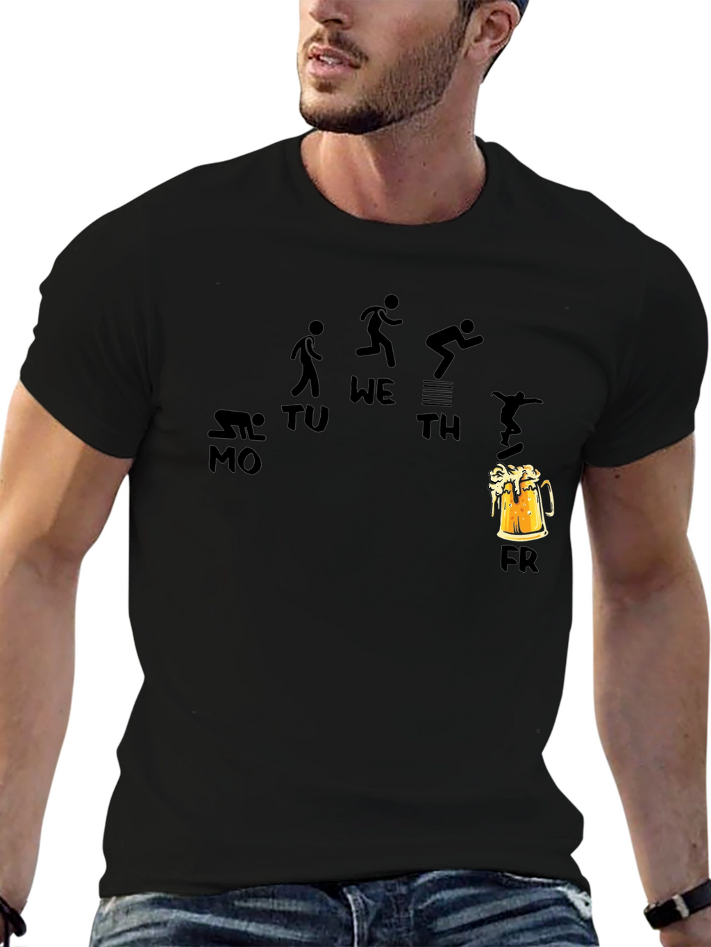 Weekdays and Beer Funny Black T-Shirt