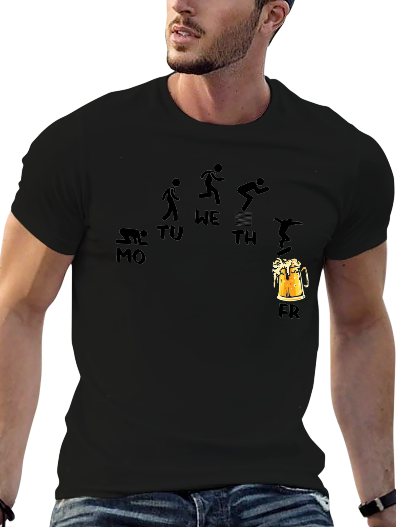 Weekdays and Beer Funny Black T-Shirt