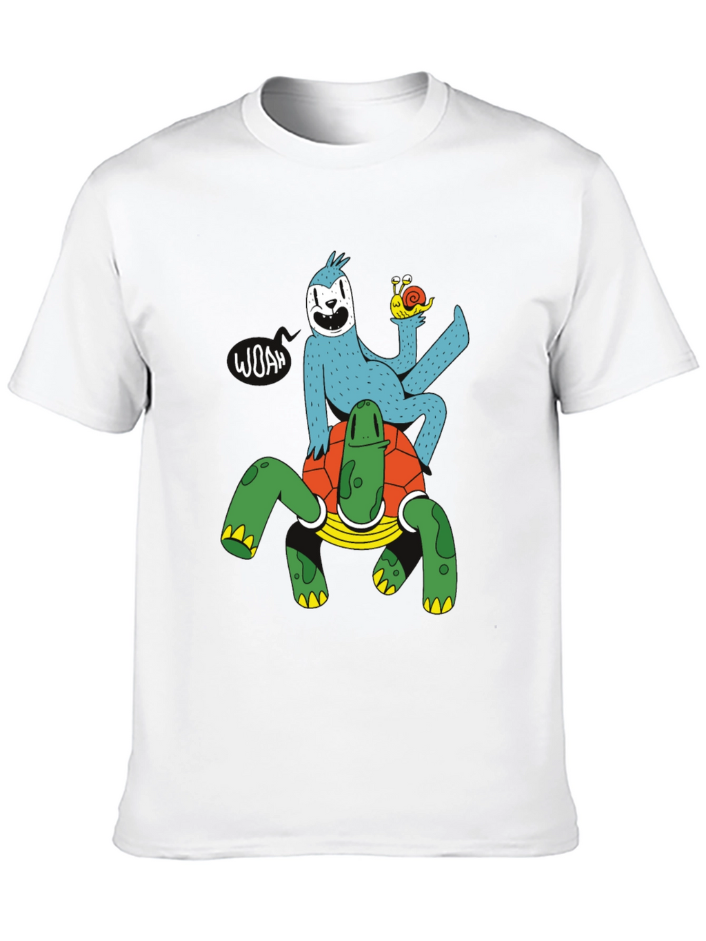 Sloth Riding Turtle Graphic T-Shirt